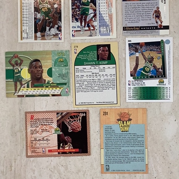 Shawn Kemp Basketball Cards Rookie 1990 NBA Hoops 279 Seattle SuperSonics 8 - Picture 12 of 13